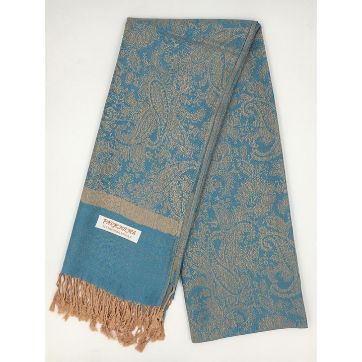 HF-TTPP-50-23-Turquoise-Beige-TwoTonePaisleyPashmina-68X27-Retail$9.65