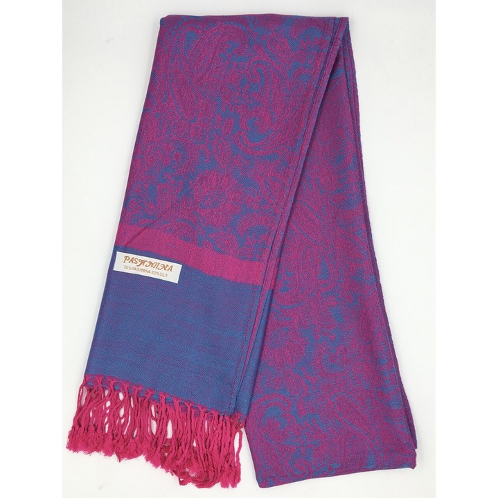 HF-TTPP-50-35-Havelock-Blue-Bubblegum-Pink-TwoTonePaisleyPashmina-68X27-Retail$9.65