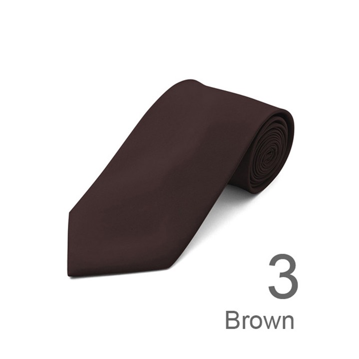 SY-ACSY-3-SPT-Brown-SolidPolyesterTie-57X3.25-Retail$7.48