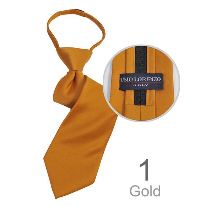 SY-BSZ-1000-1-Gold-PolyesterBoy'sSatinSolidZipperTies-Retail$9.98