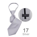 SY-BSZ-1000-17-Silver-PolyesterBoy'sSatinSolidZipperTies-Retail$9.98