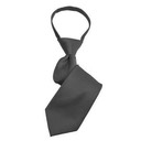 SY-BSZ-1000-18-Charcoal Grey-PolyesterBoy'sSatinSolidZipperTies-Retail$9.98