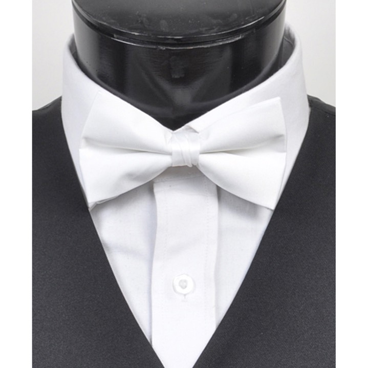 SY-BT-13025-White-Men'sBowTies2.5'PolySatinBanded-Retail$5.82