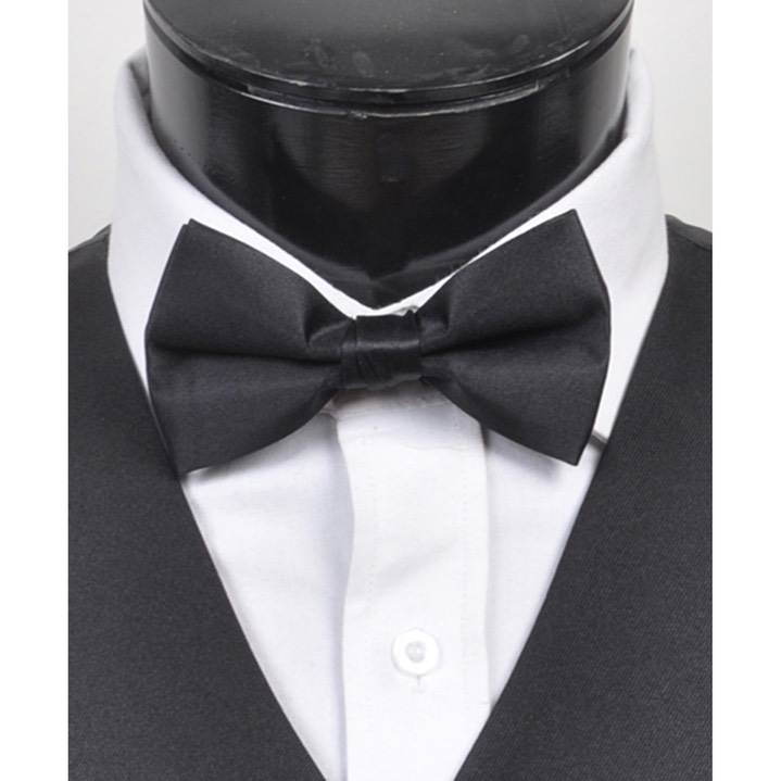 SY-BTC-17011-Black-Men's2.5'PolySatinBandedClipOnBowTies-Retail$5.82