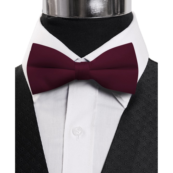 SY-BTC-17045-Wine-Men's2.5'PolySatinBandedClipOnBowTies-Retail$5.82