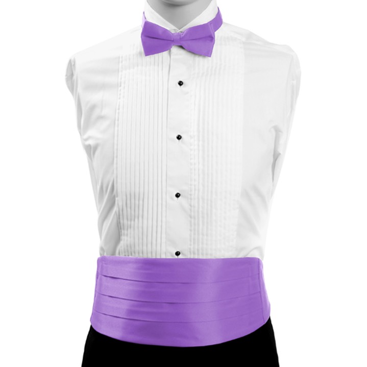 SY-CBT-130107-Lavander-Men'sPolySatinBowTieandCummerbundSets--Retail$14.98