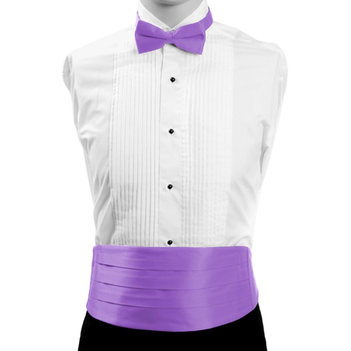 SY-CBT-130107-Lavander-Men'sPolySatinBowTieandCummerbundSets--Retail$14.98