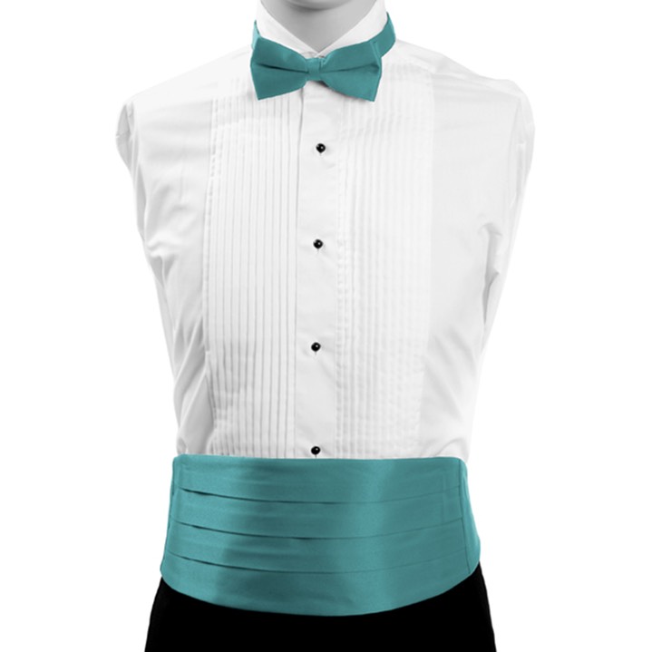 SY-CBT-130111-Teal-Men'sPolySatinBowTieandCummerbundSet-Retail$16.65