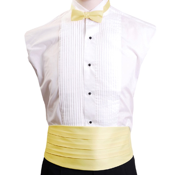 SY-CBT-130115-LtYlw-Men'sPolySatinBowTieandCummerbundSet-Retail$16.65