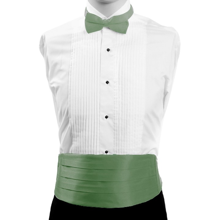 SY-CBT-130124-Olive-Men'sPolySatinBowTieandCummerbundSet-Retail$16.65