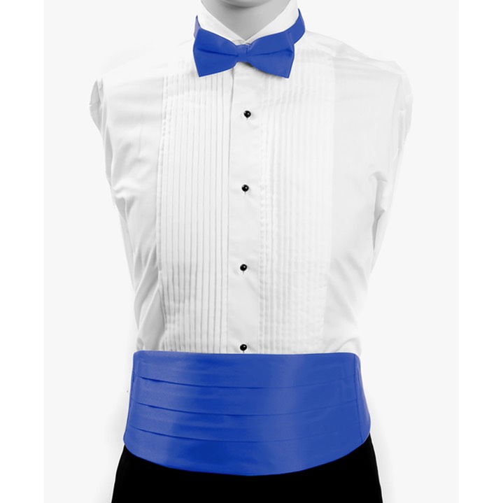 SY-CBT-130127-Royal Blue-Men'sPolySatinBowTieandCummerbundSet-Retail$16.65