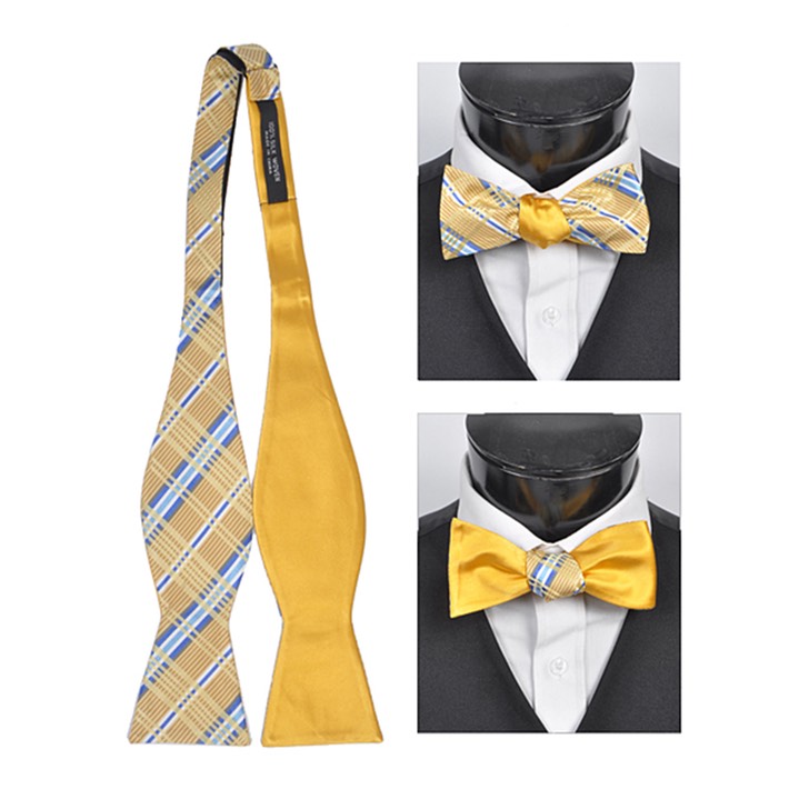 SY-FRBS-104-4-Yellow-36.5x2.5-100%SilkPlaidReversableFreestyleBowTies-Retail$16.32