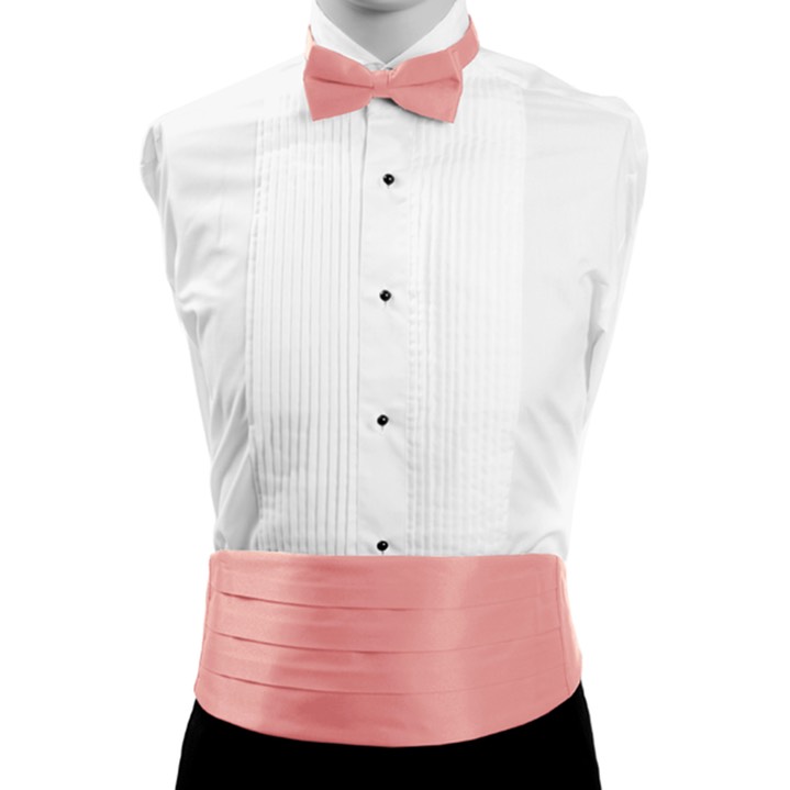 SY-CBT-130108-Peach-Men'sPolySatinBowTieandCummerbundSets--Retail$14.98